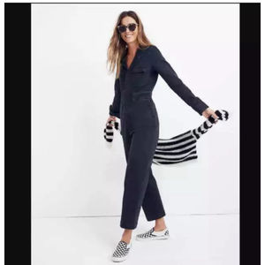 Madewell garment dyed denim slim coverall jumpsuit in black denim Size 0 Women’s